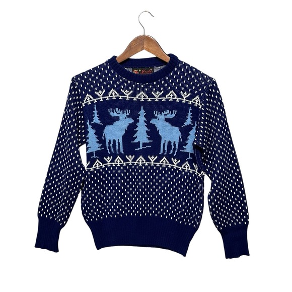 Jersild Orlon Crewneck Pullover Ski Sweater Medium Adult Vintage Aspen 1960s-70s - Picture 1 of 9
